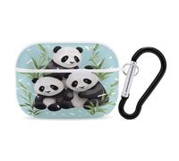 Pandas Earbuds Organizer Shockproof Protective Airpods Pro Cover with Carabiner Clip Anti Fall Carrying Earphone Case Cover for Airpods Pro 2nd Generation White