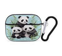 Pandas Earbuds Organizer Shockproof Protective Airpods Pro Cover with Carabiner Clip Anti Fall Carrying Earphone Case Cover for Airpods Pro 2nd Generation Black