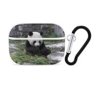 Pandas Eat Bamboo Compatible with Airpods Pro Case Cover Hard Cases with Durable Hanging Buckle Charging Visible LED