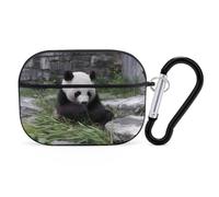 Pandas Eat Bamboo Compatible with Airpods Pro Case Cover Hard Cases with Durable Hanging Buckle Charging Visible LED