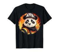 Pandas Fire Brigade/Fireman Panda T-Shirt, Men, Black, Medium