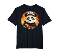 Pandas Fire Brigade/Fireman Panda T-Shirt, Men's Big and Tall, Black, 6X Tall