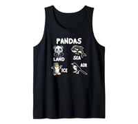 Pandas Land Sea Ice and Air All Black and White Cuddly Fun Tank Top