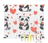 Pandas Love Beach Blanket Sandproof Waterproof Lightweight Beach Mat for Travel, Camping, Hiking, Picnic, Festivals with 4 Stakes, 1 Travel Carry Bag, 1 Carabiner