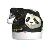 Pandas Of Father And Son Christmas Hat For Adult.Festive Christmas Beanie With Pom Pom, Unisex Holiday Cap For Xmas Parties.