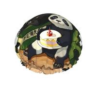 pandas of Father and son Print Shower Cap â€“ Double Layer Bath Hair Cap with Elastic Band Lining, Ideal for Home Spa, Hotel, and Travel