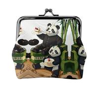 Pandas of Father and Son Women’s Small Coin Purse,Rectangle Kiss Lock Coin Pouch, Pocket-Sized, Mini Coin Purse for Women
