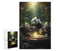 Pandas Playing Poker in The Jungle Jigsaw Puzzle, 1000 PCS, Relaxing Activity for Adults, An Engaging Indoor Activity for Quiet Evenings, at Home