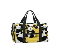 Pandas that eat Bamboo Duffel Bag with Shoe Compartment-Sports Gym Weekender for Men Women, Waterproof Travel Tote with Wet Pocket for Dirty Shoes