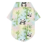 Pandas with bamboos on Pastel Summer Dog Polo Shirt Button Up Breathable Cool Pet Polo Shirt Doggy Sweatshirt Puppy Kitten Perfect for Everyday Wear, and Photoshoots