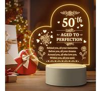 Pandasch 50th Birthday Gifts for Women, Unique Engraved Night Light, Best 50th Birthday Gifts for Mum Wife Sister Friends, Personalised Night Lamp 50th Birthday Gifts for Her, Happy 50th Birthday