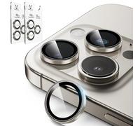 PandaShield 2-Pack Anti-Reflection Camera Lens Protector for iPhone 17/16/15 Pro & Pro Max, Easy Installation,Anti-Scratch,9H Hardness,98% Ultra Clarity,Maintains Original Lens Design-Natural Titanium