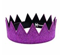PandaTak Party Leather Crown For Men and Women - Comfortable Lightweight Adjustable Velcro Crown with Spikes (Purple Glitter)
