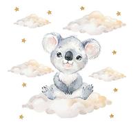 Pandawal Wall Sticker Safari Animals on Clouds with Stars (L, Koala)