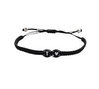 PandaXun Heart Initial Bracelets 26 Letters Initial Charms Bracelet for Women,A-Z Braided Bracelets Heart Link Handmade Rope Braided Bracelets Jewelry Gift for Mom Daughter