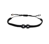 PandaXun Heart Initial Bracelets 26 Letters Initial Charms Bracelet for Women,A-Z Braided Bracelets Heart Link Handmade Rope Braided Bracelets Jewelry Gift for Mom Daughter