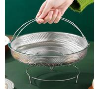 PandaXun Steamer Basket for Cooking,Multiple Use as Rice Pasta Fruit Washer,Stainless Steel Food Steamer Basket with Handle and Base Leg,Pan Steamer Basket Insert, Strainer and Rice Washer