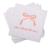 Pandecor 50pcs 3 Layers She's Tying The Knot Bridal Shower Party Supplies,5 x 5 In Paper Napkins, Pink Bow Bachelorette Themed Party Decorations (pink bow)