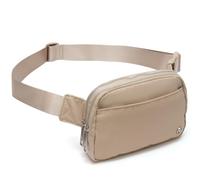 Pander Nylon Fanny Pack Belt Bag for Women with 5 Zipper Pockets, Raw Linen, 21cm x 5.7cm x 14cm