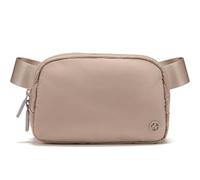 Pander Nylon Fanny Pack for Women, Two-Way Zipper Crossbody Bag, Raw Linen Beige, One Size (7.5 inches x 2 inches x 5 inches), Minimalist