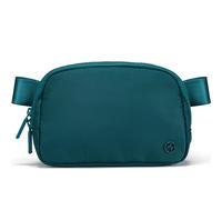 Pander Nylon Fanny Pack for Women, Two-Way Zipper Crossbody Bag, Teal Blue, One Size, Solid
