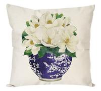 PANDICORN Blue and White Floral Pillow Cover 18x18 Inch Chinoiserie Porcelain Vase Grandmillennial Outdoor Spring Farmhouse Decorations Decorative Throw Pillows Cases for Home Living Room Couch Decor