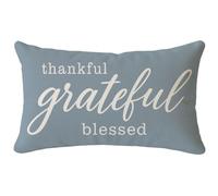 PANDICORN Decorative Throw Pillow Covers 12x20 Inch Grateful Thankful Blessed Dusty Blue Outdoor Nautical Thanksgiving Decorations Lumbar Cushion Case Home Decor for Living Room Sofa Couch Bed Porch