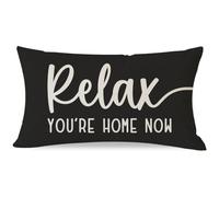 PANDICORN Decorative Throw Pillow Covers 12x20 Inch Relax Home Black Outdoor Farmhouse Lumbar Pillow Decorative Throw Pillows Cases Cushion Covers Decorations for Porch Bed Room Couch Sofa Decor