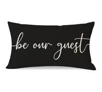 PANDICORN Farmhouse Throw Pillow Cover 12x20 Inch Be Our Guest, Black | Modern Farmhouse Decorations Lumbar Decorative Pillow Case for Home Guest Room Bedroom Essentials Couch Sofa Bed Decor