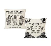 PANDICORN Ouija Board Pillow Covers 18x18 Set of 2, Fortune Teller Palm Reading Palmistry Hand Mystical Halloween Pillows Decorative Throw Pillows Cases Fall Pillows Outdoor Cushion Covers Decor