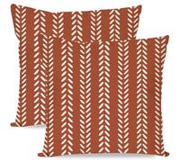 PANDICORN Outdoor Throw Pillow Covers 18x18 Inch Set of 2, Rust Herringbone