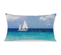 PANDICORN Summer Beach Throw Pillow Covers 12x20 Inch Sea Ocean Sailboat Nautical Coastal Blue Outdoor Decorations Lumbar Decorative Throw Pillows Cases for Beach House Home Living Room Couch Decor