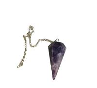 Pandiui23 Natural Stone Lepidolite Pendulum Crystal Pendulum Hexagonal Vintage Crystal Pendulum for Dowsing Pendulum Chakra Reiki Divination Meditation Wiccan (Lepidolite)
