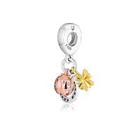 PANDOCCI 2019 Spring Mixed Metal Horseshoe Clover and Ladybird Hanging Bead 925 Silver DIY Fits for Original Pandora Bracelets Charm Fashion Jewelry