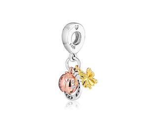 PANDOCCI 2019 Spring Mixed Metal Horseshoe Clover and Ladybird Hanging Bead 925 Silver DIY Fits for Original Pandora Bracelets Charm Fashion Jewelry