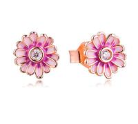 PANDOCCI 2020 Spring Pink Daisy Flower Stud Earring for Women 925 Silver DIY Fits for Original Pandora Bracelets Charm Fashion Jewelry