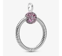 PANDOCCI 2020 Winter Moments Small Pink Pave O Pendant 925 Silver DIY Fits for Original Pandora Bracelets Charm Fashion Jewelry