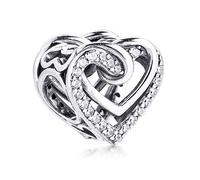 PANDOCCI 2021 Valentine Day Gift Sparkling Entwined Heart Bead 925 Silver DIY Fits for Original Pandora Bracelets Charm Fashion Jewelry
