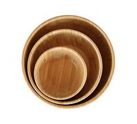 pandoo Bamboo Bowls, Fruit Bowl, Bamboo Bowl, Bowl Set, Salad Bowl, Bamboo Tableware, Fruit Basket, Wooden Bowl, Decorative Bowls, Set of 3 (Diameter 14/20/25 cm)