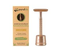 pandoo Safety Razor with Holder - Metal - Zero-Waste Razor - Plastic-Free - Safety Razor - Safety Wet Razor - Men and Women (Gold)