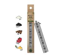 Pandoo Travel and Picnic Spice Set | 5-in-1 Mini Camping Spice Shaker | Waterproof, Small & Lightweight Aluminium Spice Jars | Includes 5 Spices Silver