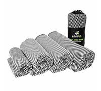 pandoo Travel Towel with Bamboo Activated Carbon Fibre - Lightweight, Absorbent and Quick Drying - with Packing Bag for Sports and Travel - L - 160 x 80 cm, Dark Grey