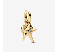 PANDORA 14ct Gold Plated Cubic Zirconia Starfish Dangle Charm 763892C01