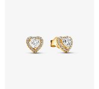 PANDORA 14ct Gold Plated Elevated Heart Stud Earrings 268427C01