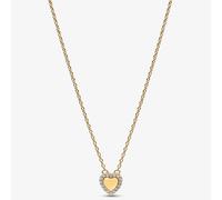 PANDORA 14ct Gold Plated Engravable Heart Halo Collier Necklace 364364C01-45