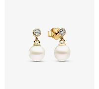 PANDORA 14ct Gold Plated Freshwater Pearl Drop Earrings 263153C01