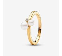 PANDORA 14ct Gold Plated Freshwater Pearl Duo Ring 163156C01-52