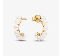 PANDORA 14ct Gold Plated Freshwater Pearl Hoop Earrings 263179C01