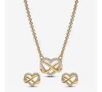 PANDORA 14ct Gold Plated Infinity Heart Jewellery Set 362666C01-50 & 262667C01