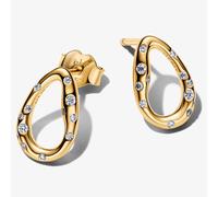 PANDORA 14ct Gold Plated Organically Shaped Stone-Set Oval Stud Earrings 264659C01